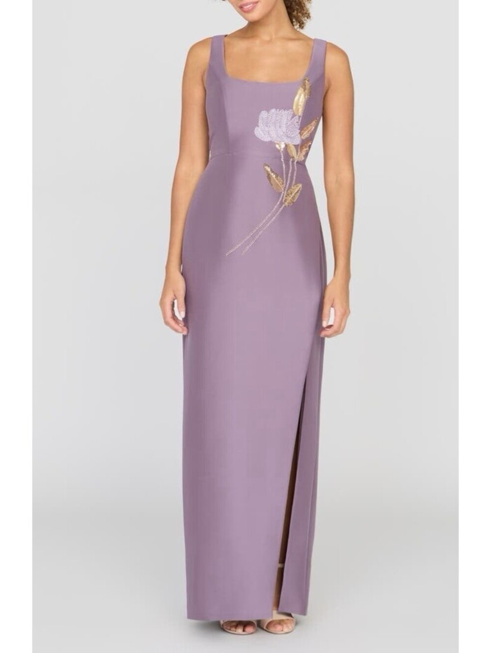 New Kay Unger Paloma Beaded Placed Floral Gown In Heather Size 10 $398